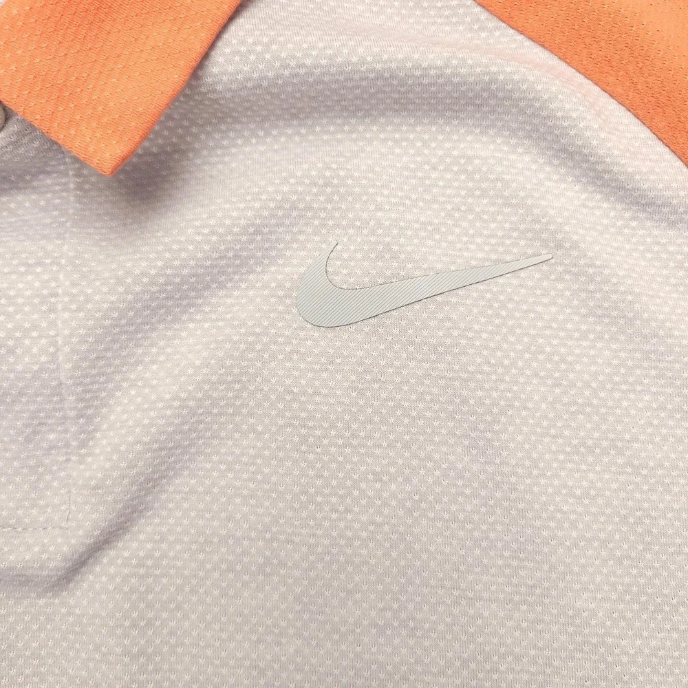 Nike Golf Dri-FIT Polo Shirt Mens Large Gray Orange Golf Performance Stretch Top